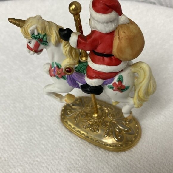 Vintage Scarborough Fair Santa Clause on a unicorn carousel with jewel accents - Picture 8 of 10